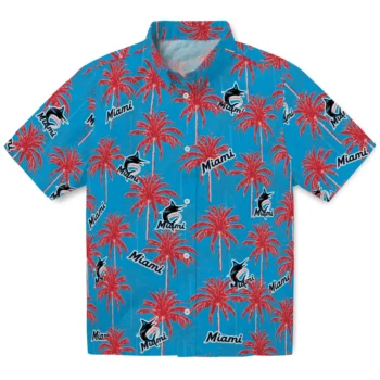 miami marlins palm grove blue hawaiian shirts best selling