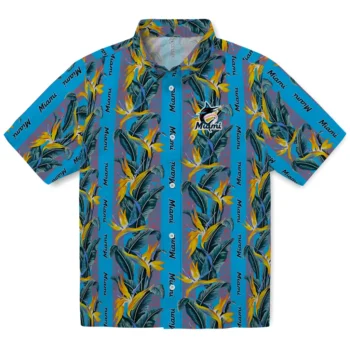 miami marlins paradise vines blue hawaiian shirts best selling