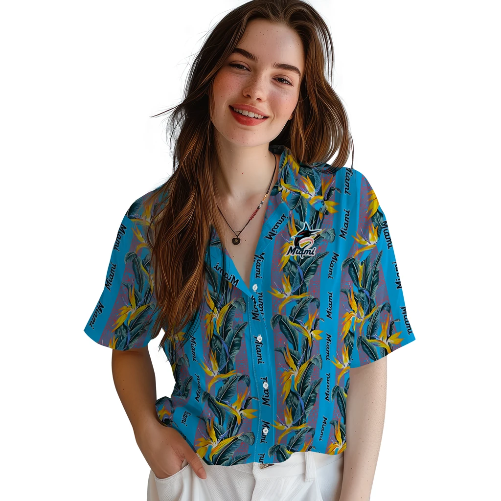 Miami Marlins Hawaiian Shirt - Paradise Vines miami marlins paradise vines blue hawaiian shirts latest model