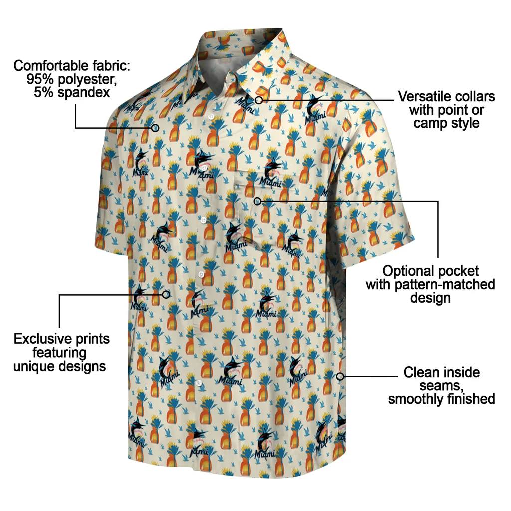 Miami Marlins Hawaiian Shirt - Pineapple Delight miami marlins pineapple delight beige hawaiian shirts new arrival