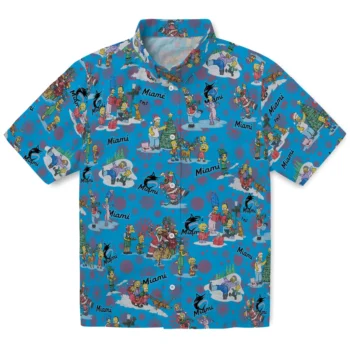 miami marlins simpsons christmas blue hawaiian shirts best selling