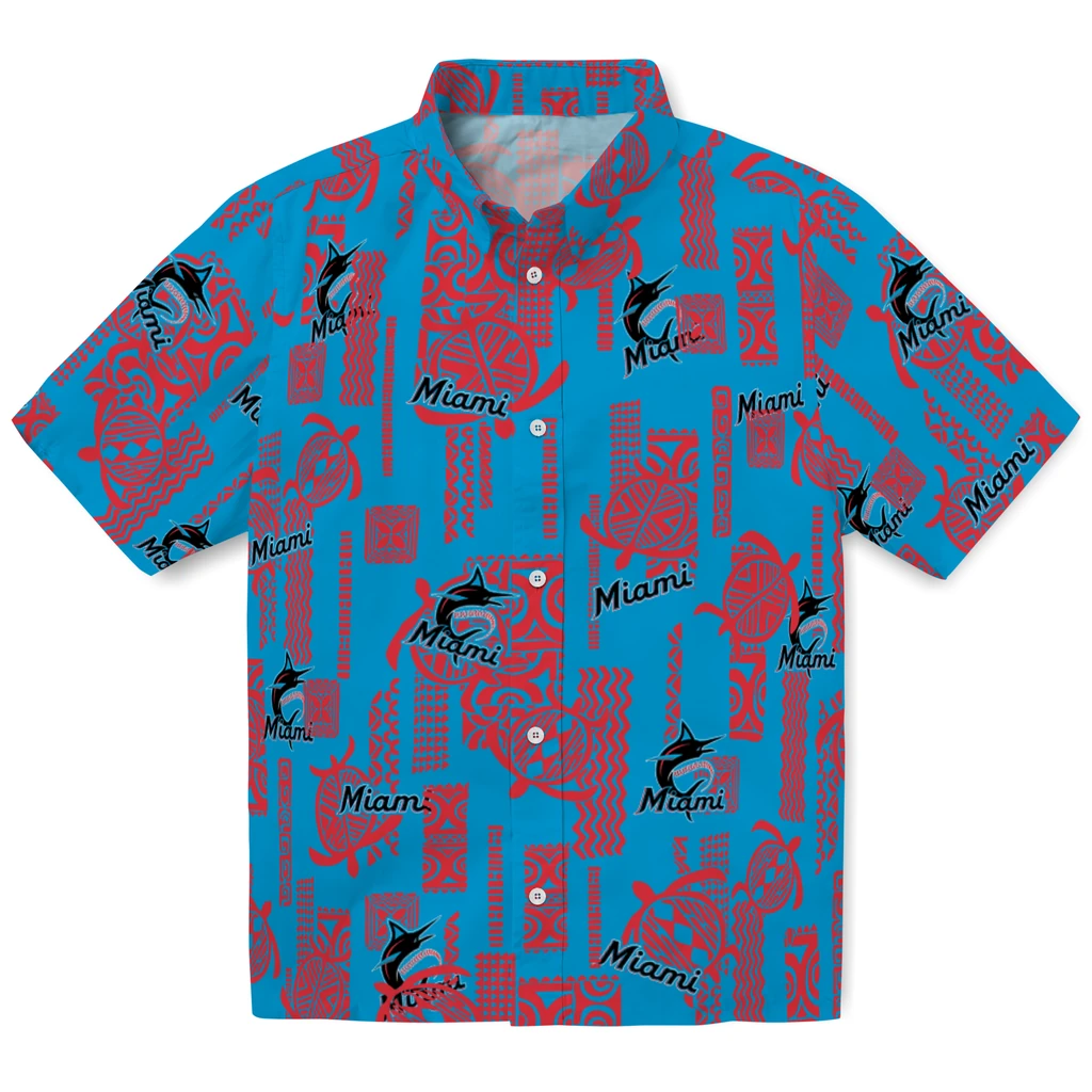 Miami Marlins Hawaiian Shirt - Turtle Lines miami marlins turtle lines blue hawaiian shirts best selling