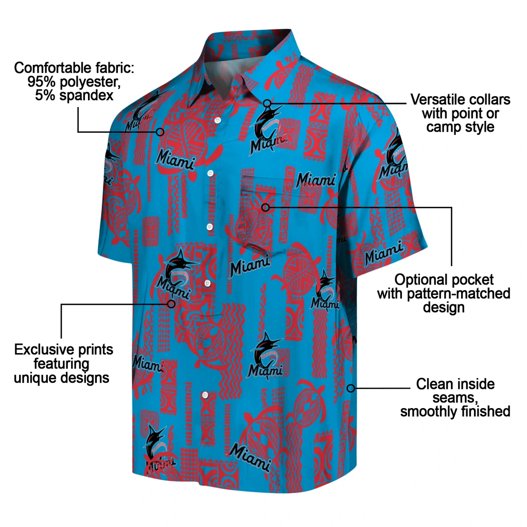 Miami Marlins Hawaiian Shirt - Turtle Lines miami marlins turtle lines blue hawaiian shirts new arrival