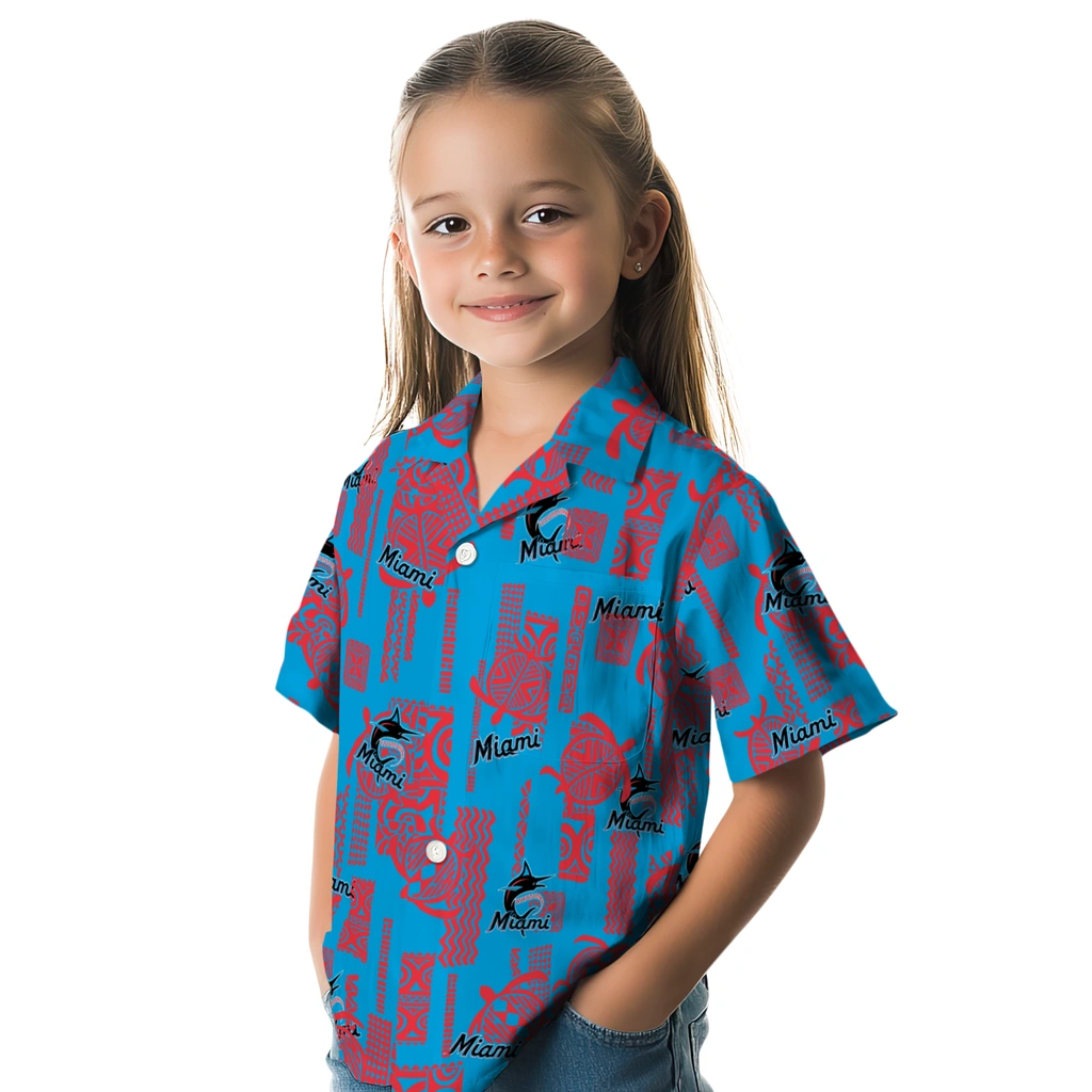 Miami Marlins Hawaiian Shirt - Turtle Lines miami marlins turtle lines blue hawaiian shirts premium grade