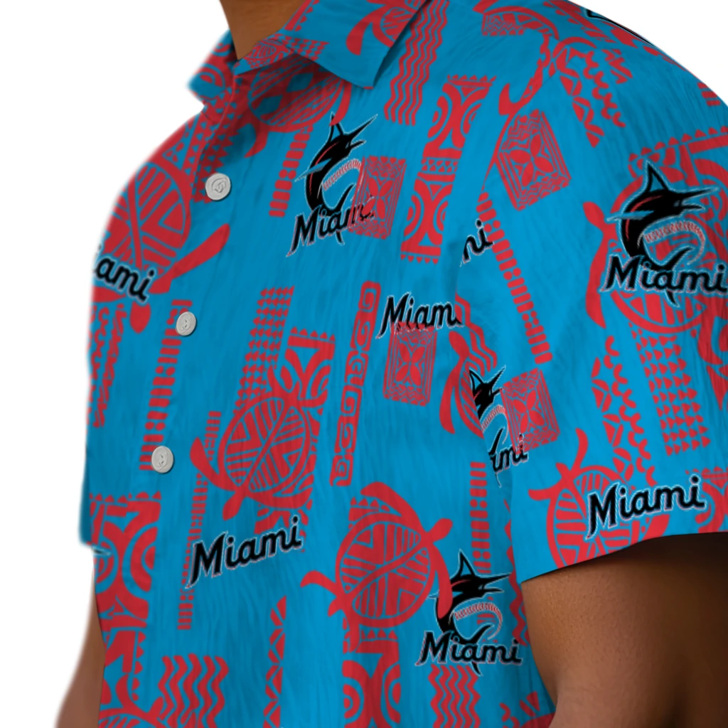 Miami Marlins Hawaiian Shirt - Turtle Lines miami marlins turtle lines blue hawaiian shirts trendy