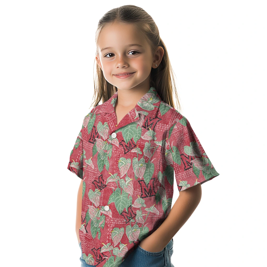 Miami RedHawks Hawaiian Shirt - Anthurium Overlay miami redhawks anthurium overlay red hawaiian shirts premium grade