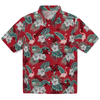 miami redhawks flamingo palms red hawaiian shirts best selling