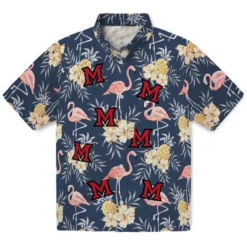miami redhawks flamingo hibiscus navy hawaiian shirts best selling
