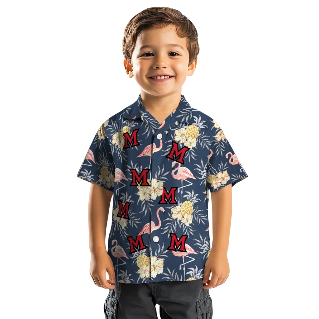 Miami RedHawks Hawaiian Shirt - Flamingo Hibiscus miami redhawks flamingo hibiscus navy hawaiian shirts top rated