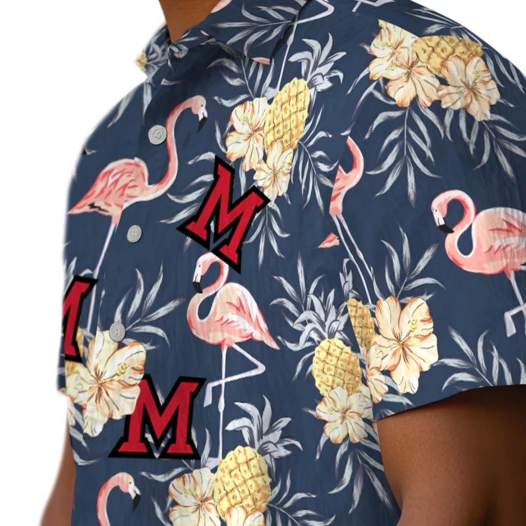Miami RedHawks Hawaiian Shirt - Flamingo Hibiscus miami redhawks flamingo hibiscus navy hawaiian shirts trendy