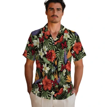 miami redhawks hibiscus bird hawaiian shirts fashion forward