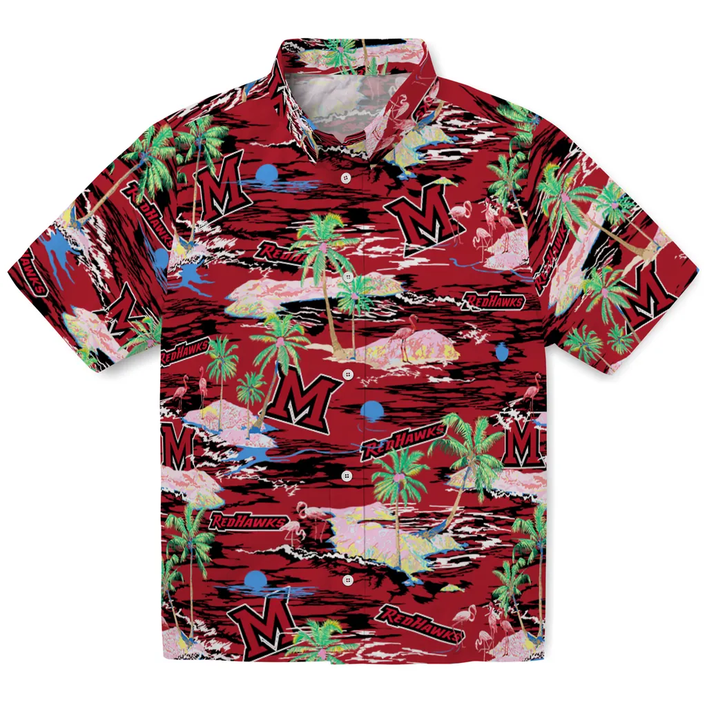 Miami RedHawks Hawaiian Shirt - Hawaii Island miami redhawks flamingo retreat red hawaiian shirts best selling