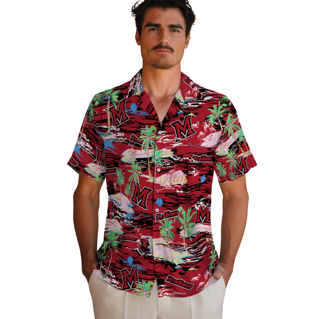 Miami RedHawks Hawaiian Shirt - Hawaii Island miami redhawks flamingo retreat red hawaiian shirts fashion forward