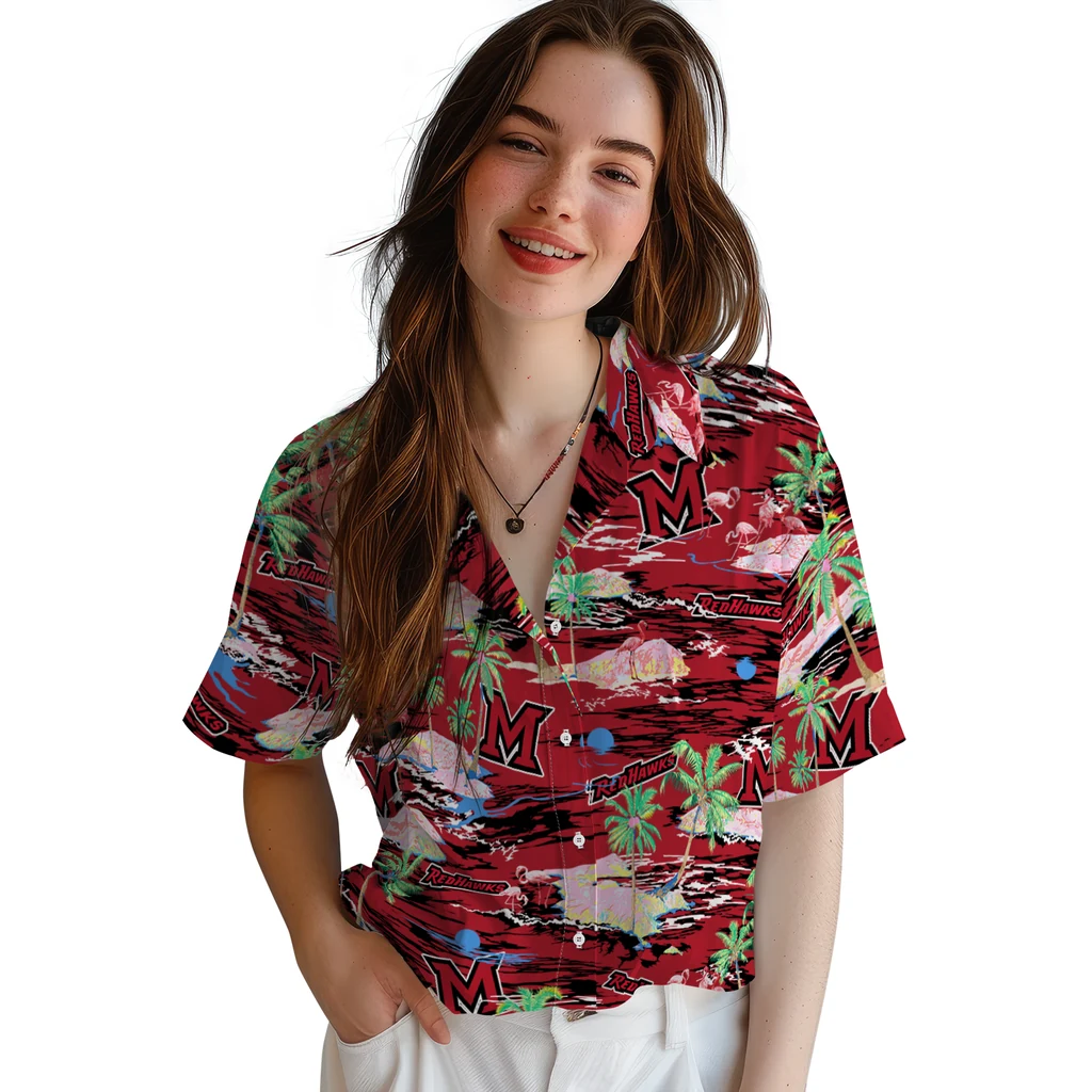 Miami RedHawks Hawaiian Shirt - Hawaii Island miami redhawks flamingo retreat red hawaiian shirts latest model