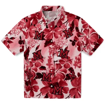 miami redhawks hibiscus arrangement red hawaiian shirts best selling