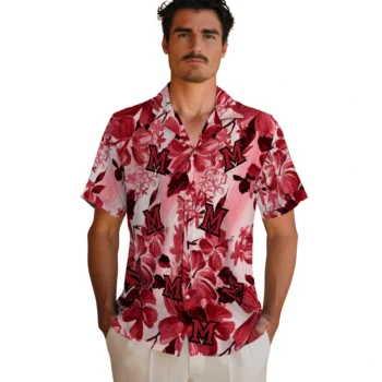 miami redhawks hibiscus arrangement red hawaiian shirts fashion forward