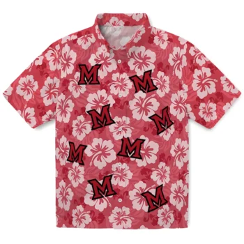 miami redhawks hibiscus cluster red hawaiian shirts best selling