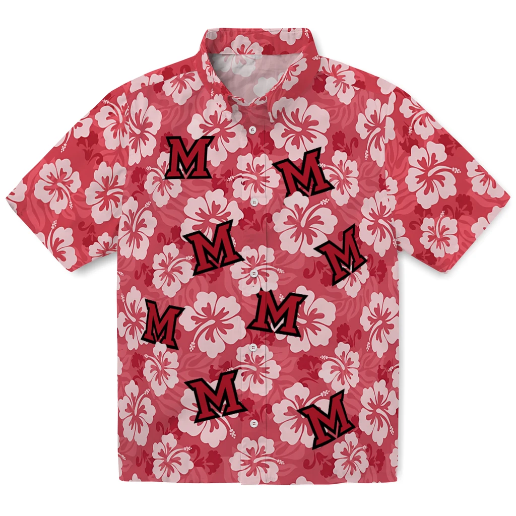 Miami RedHawks Hawaiian Shirt - Hibiscus Cluster miami redhawks hibiscus cluster red hawaiian shirts best selling