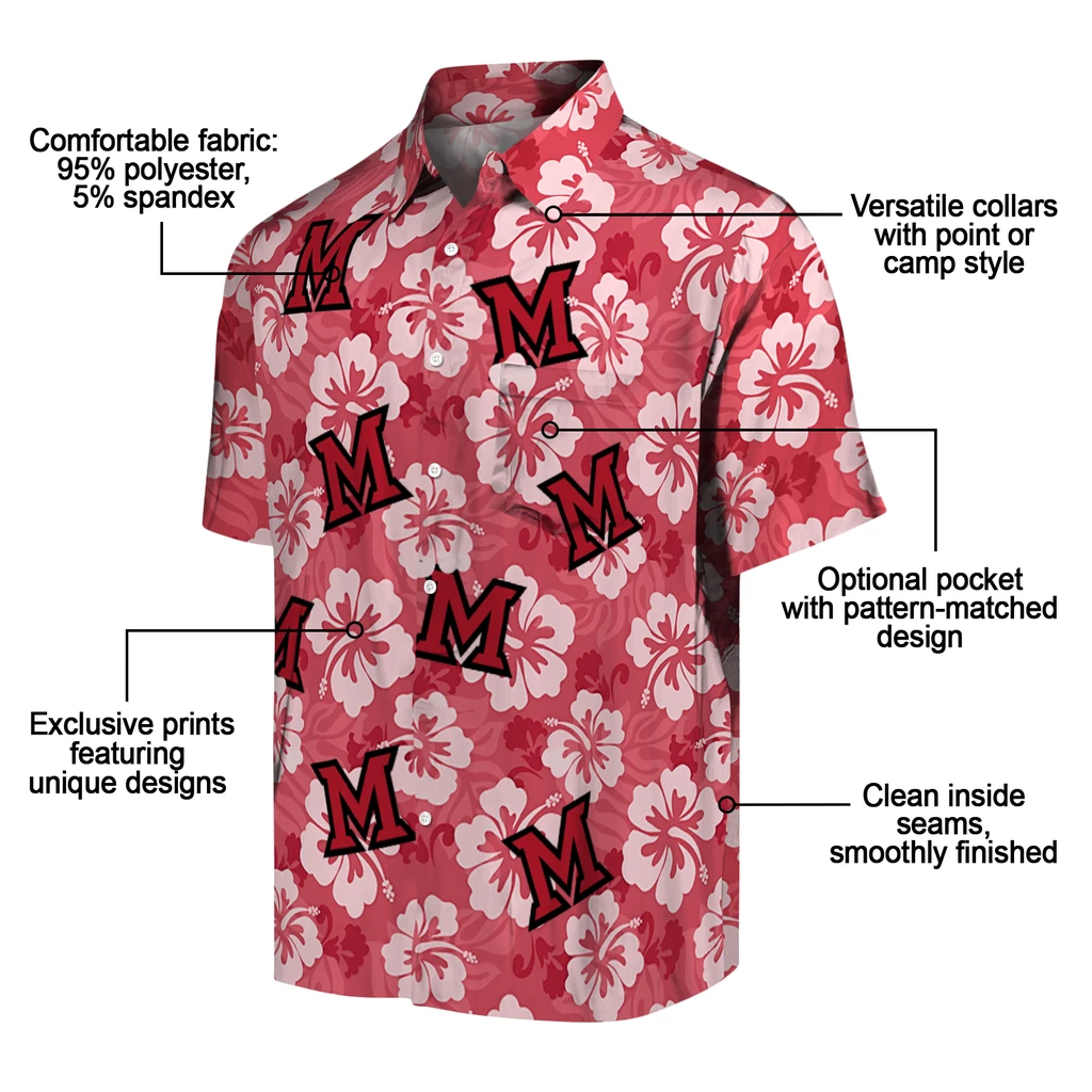 Miami RedHawks Hawaiian Shirt - Hibiscus Cluster miami redhawks hibiscus cluster red hawaiian shirts new arrival