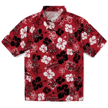 miami redhawks hibiscus bloom red hawaiian shirts best selling