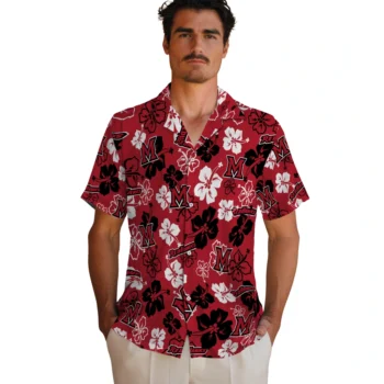 miami redhawks hibiscus bloom red hawaiian shirts fashion forward