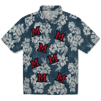 miami redhawks hibiscus flowers navy blue hawaiian shirts best selling