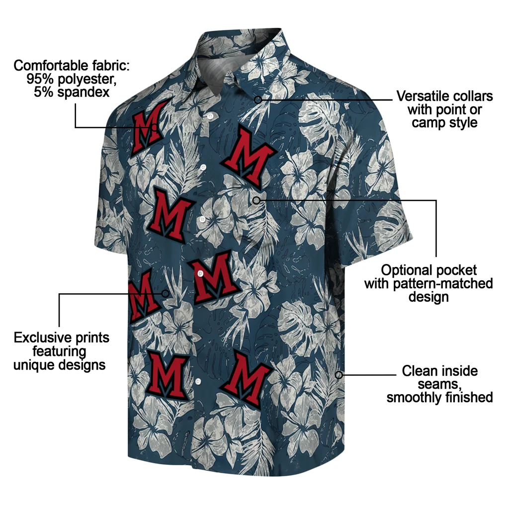 Miami RedHawks Hawaiian Shirt - Hibiscus Flowers miami redhawks hibiscus flowers navy blue hawaiian shirts new arrival