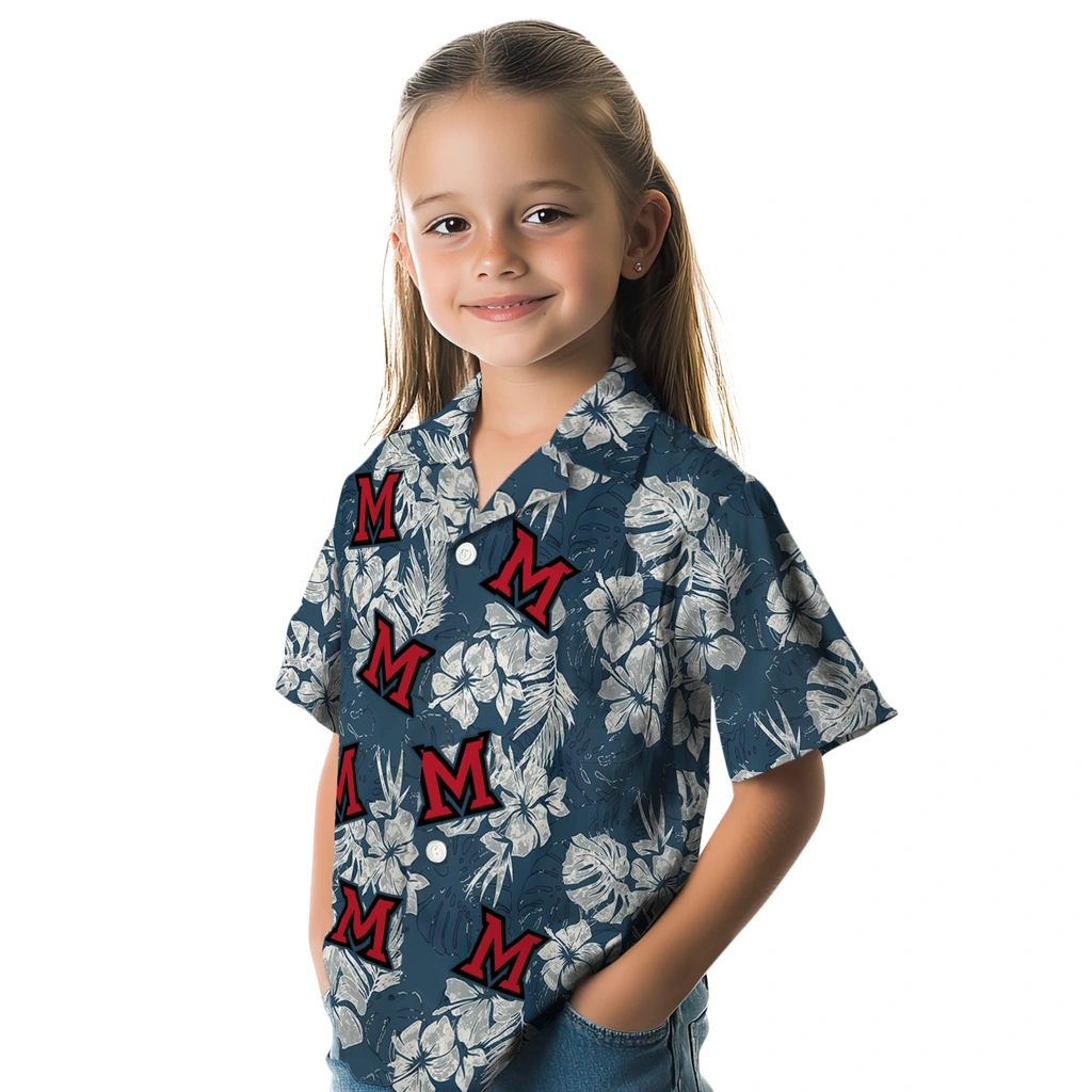 Miami RedHawks Hawaiian Shirt - Hibiscus Flowers miami redhawks hibiscus flowers navy blue hawaiian shirts premium grade