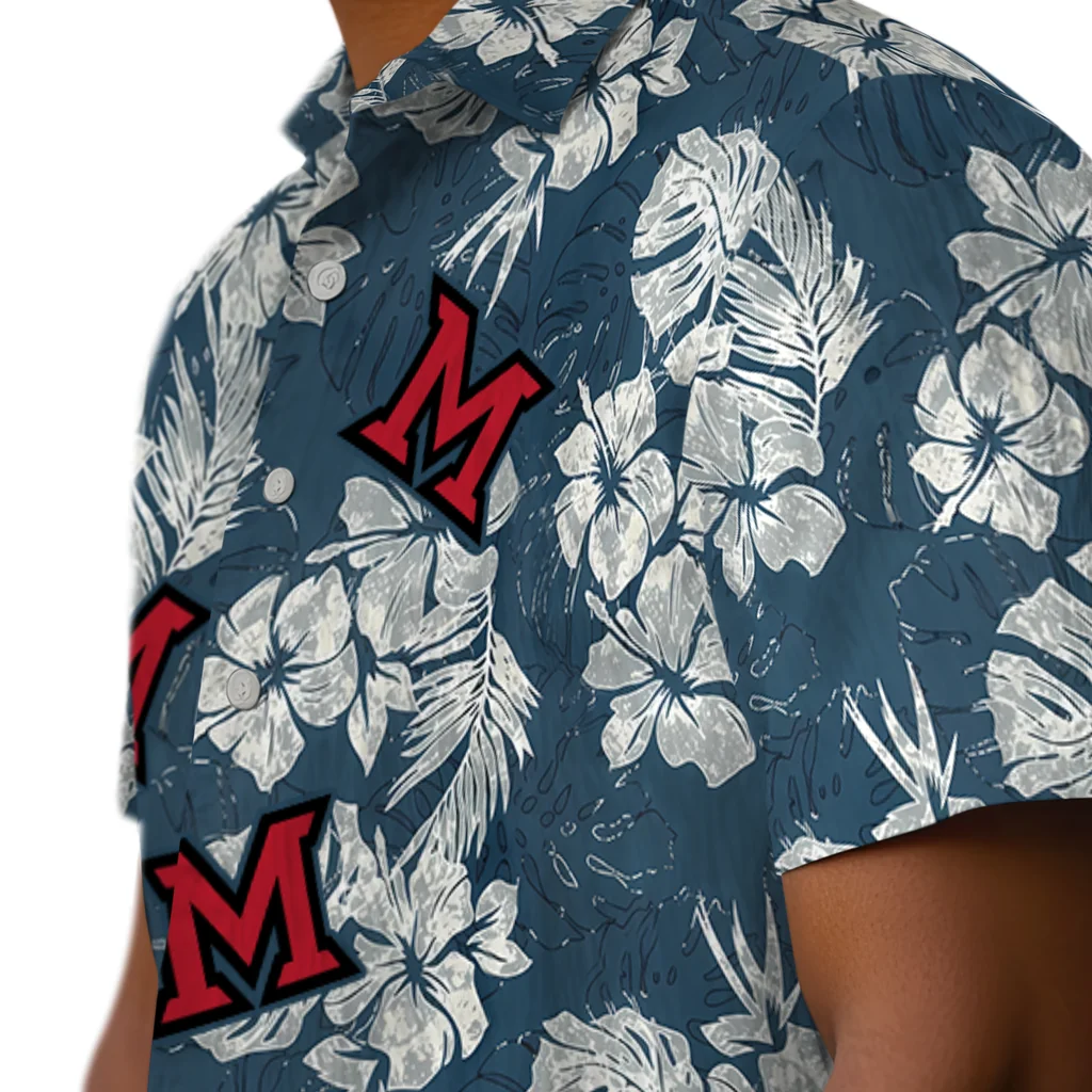 Miami RedHawks Hawaiian Shirt - Hibiscus Flowers miami redhawks hibiscus flowers navy blue hawaiian shirts trendy