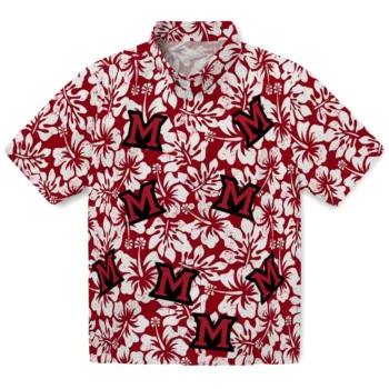 miami redhawks hibiscus motif red white hawaiian shirts best selling