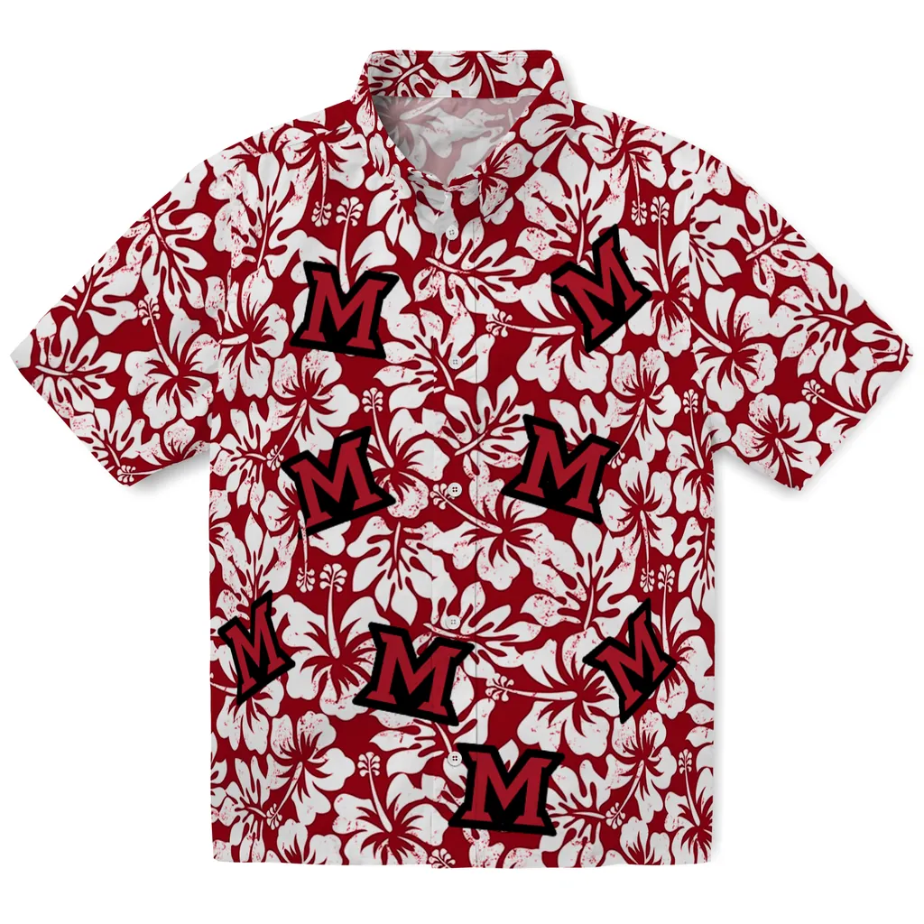 Miami RedHawks Hawaiian Shirt - Hibiscus Motif miami redhawks hibiscus motif red white hawaiian shirts best selling