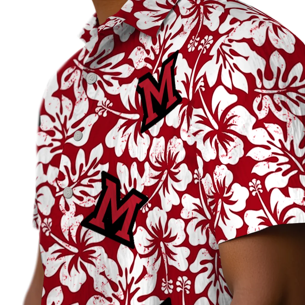 Miami RedHawks Hawaiian Shirt - Hibiscus Motif miami redhawks hibiscus motif red white hawaiian shirts trendy