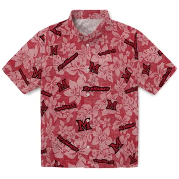 miami redhawks hibiscus oasis red hawaiian shirts best selling