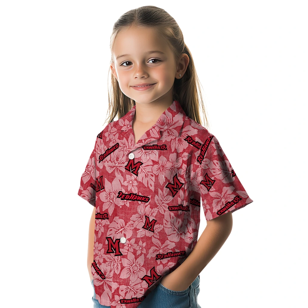 Miami RedHawks Hawaiian Shirt - Hibiscus Oasis miami redhawks hibiscus oasis red hawaiian shirts premium grade