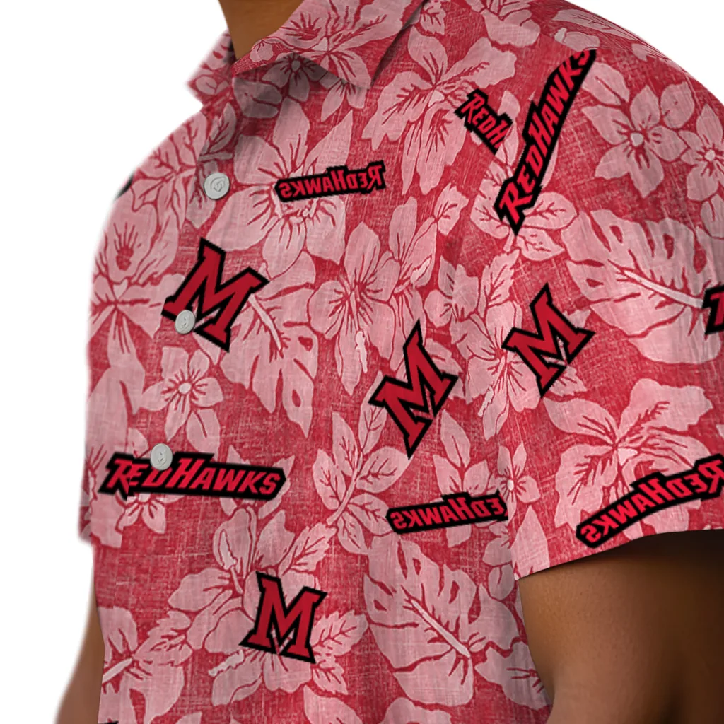 Miami RedHawks Hawaiian Shirt - Hibiscus Oasis miami redhawks hibiscus oasis red hawaiian shirts trendy