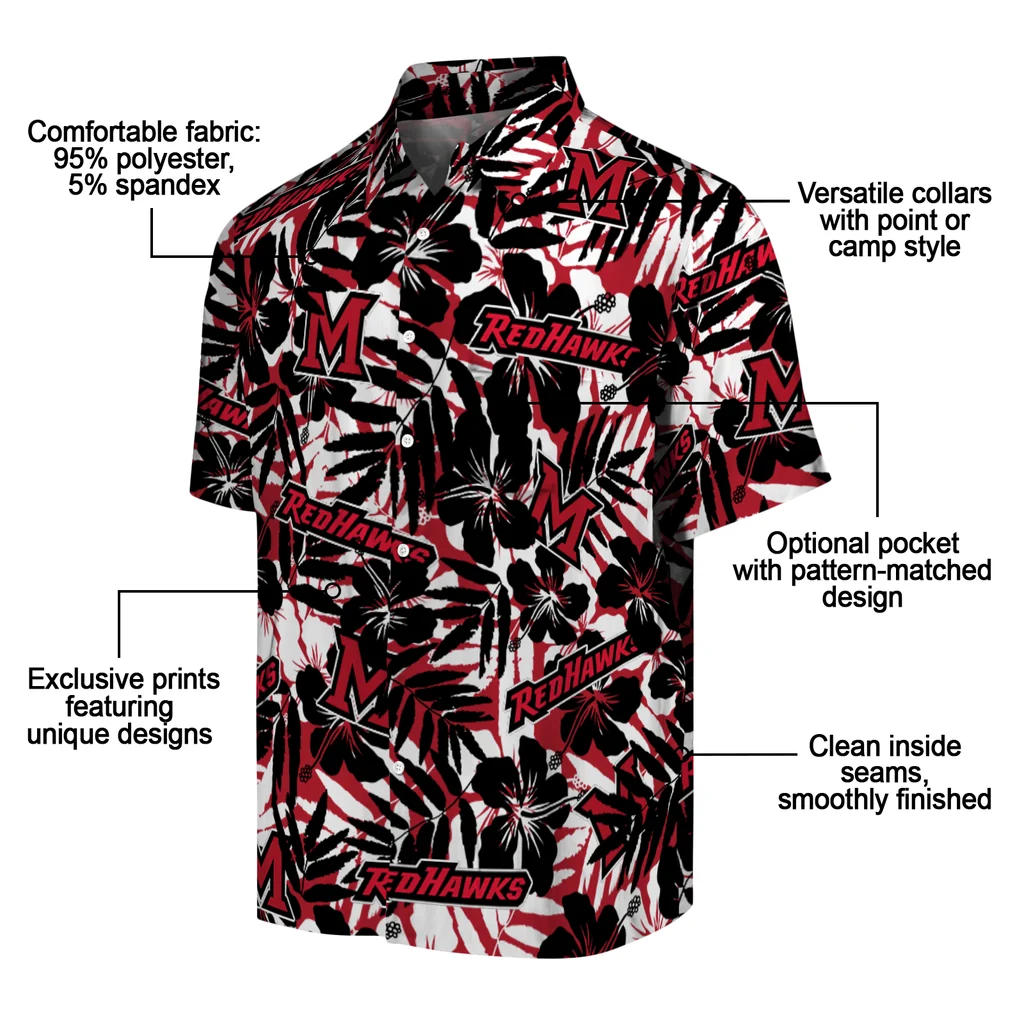 Miami RedHawks Hawaiian Shirt - Hibiscus Overlay miami redhawks hibiscus overlay hawaiian shirts new arrival