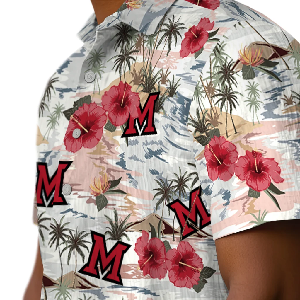 Miami RedHawks Hawaiian Shirt - Hibiscus Seaside miami redhawks hibiscus seaside white hawaiian shirts trendy
