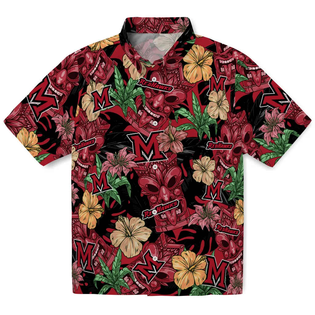 Miami RedHawks Hawaiian Shirt - Hibiscus Tiki Jungle miami redhawks tiki jungle red hawaiian shirts best selling