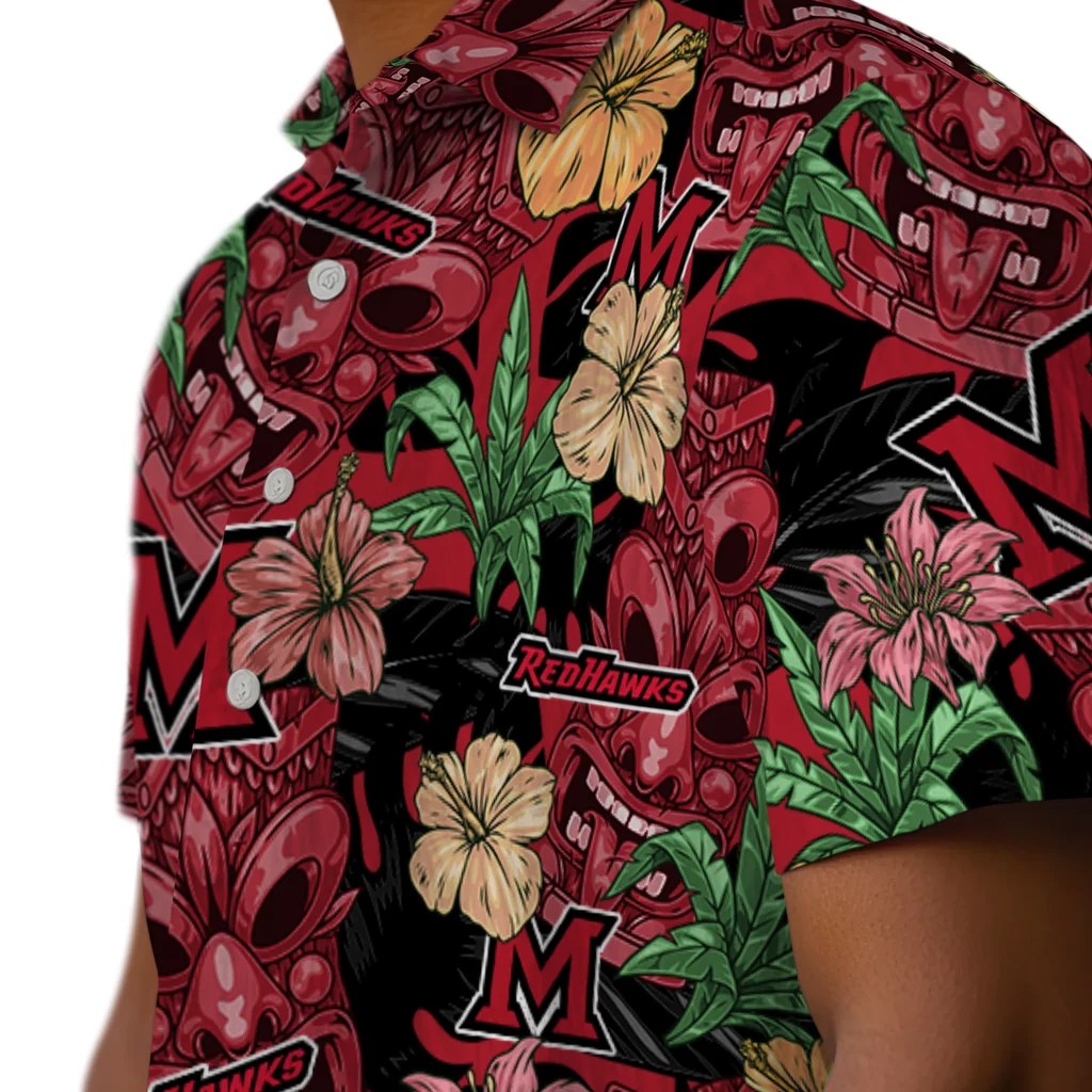 Miami RedHawks Hawaiian Shirt - Hibiscus Tiki Jungle miami redhawks tiki jungle red hawaiian shirts trendy