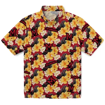 miami redhawks hibiscus tropics red yellow hawaiian shirts best selling