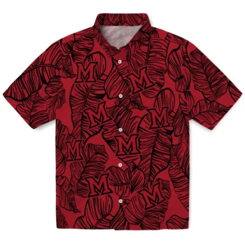 miami redhawks leaf outline red hawaiian shirts best selling