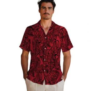 miami redhawks leaf outline red hawaiian shirts fashion forward