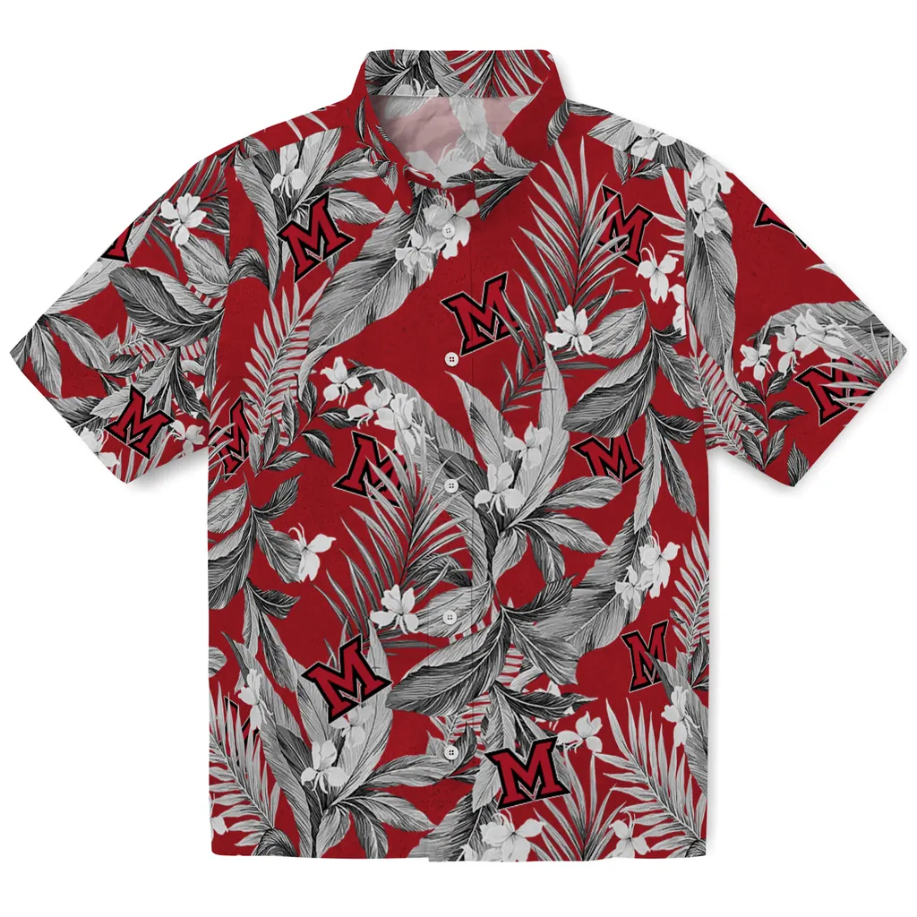 Miami RedHawks Hawaiian Shirt - Palm Leaves miami redhawks palm leaves red hawaiian shirts best selling