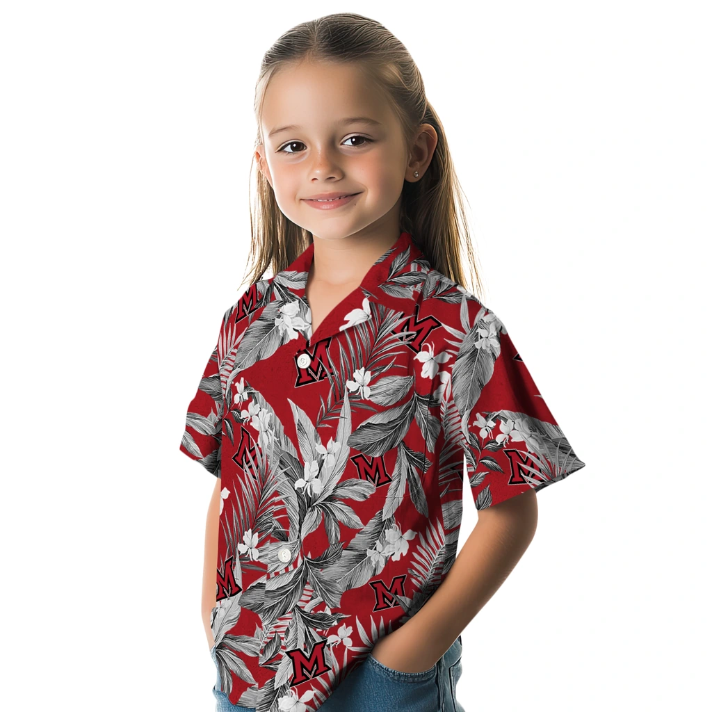 Miami RedHawks Hawaiian Shirt - Palm Leaves miami redhawks palm leaves red hawaiian shirts premium grade