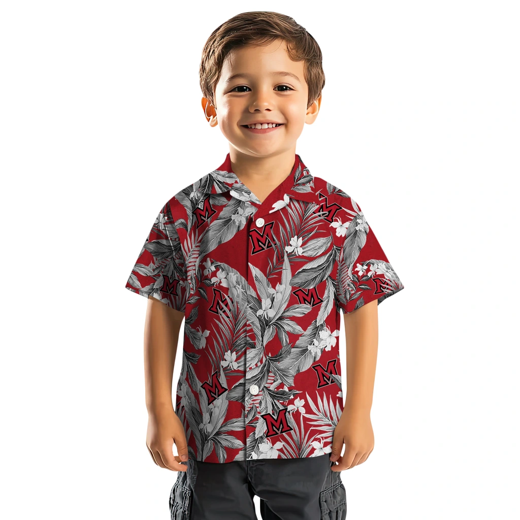 Miami RedHawks Hawaiian Shirt - Palm Leaves miami redhawks palm leaves red hawaiian shirts top rated