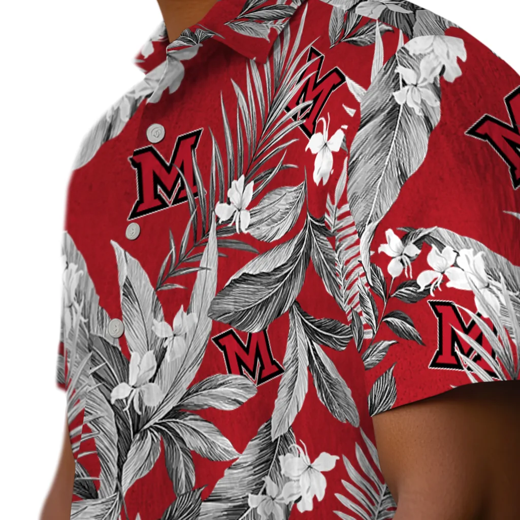 Miami RedHawks Hawaiian Shirt - Palm Leaves miami redhawks palm leaves red hawaiian shirts trendy