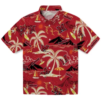 miami redhawks palm tree island red hawaiian shirts best selling