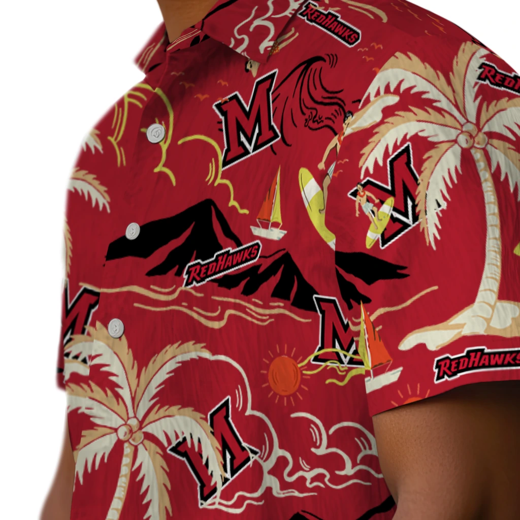 Miami RedHawks Hawaiian Shirt - Palm Tree Island miami redhawks palm tree island red hawaiian shirts trendy