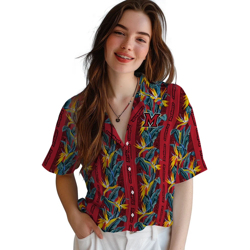 Miami RedHawks Hawaiian Shirt - Paradise Vines miami redhawks paradise vines red hawaiian shirts latest model