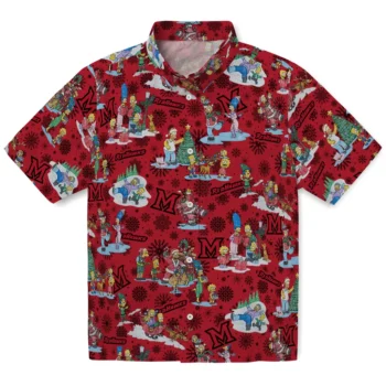 miami redhawks simpsons christmas red hawaiian shirts best selling